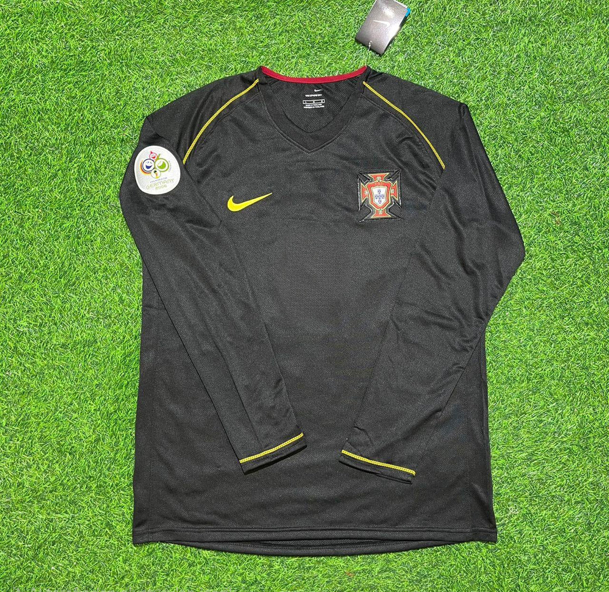 2006 Portugal World Cup Long Sleeve Black Retro Football Jersey – Back View