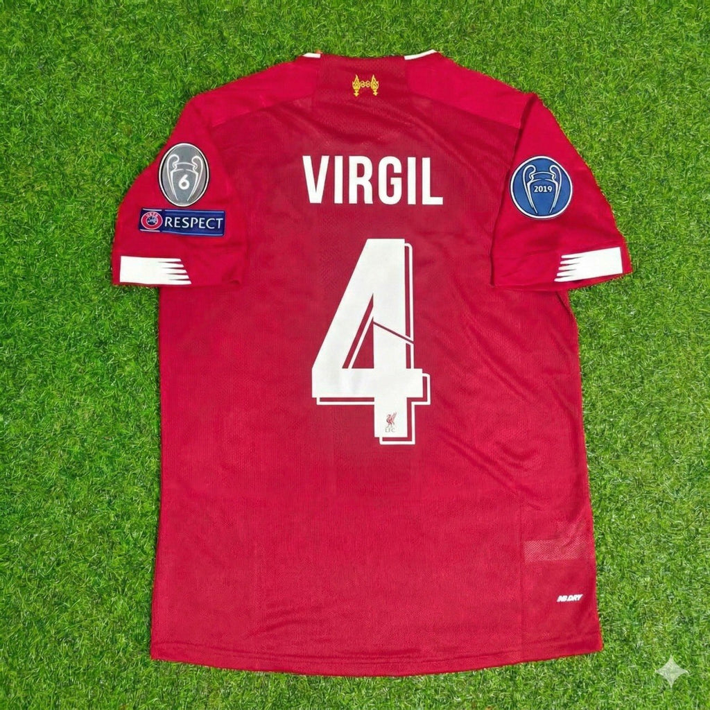Liverpool 2019 20 Retro Kit Jersey – Virgil van Dijk – Back View