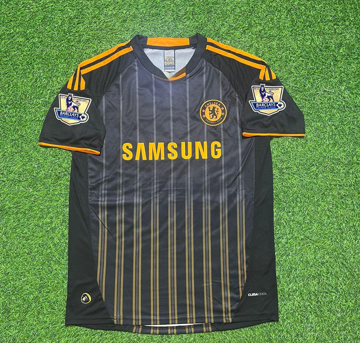 Chelsea 2010 2011 Away Retro Black Orange Football Jersey – Back View