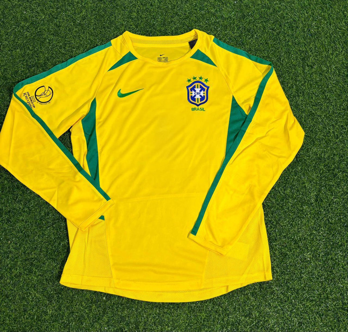 Brazil Yellow Long Sleeve Retro Football Jersey – Vinicius Junior – Front View