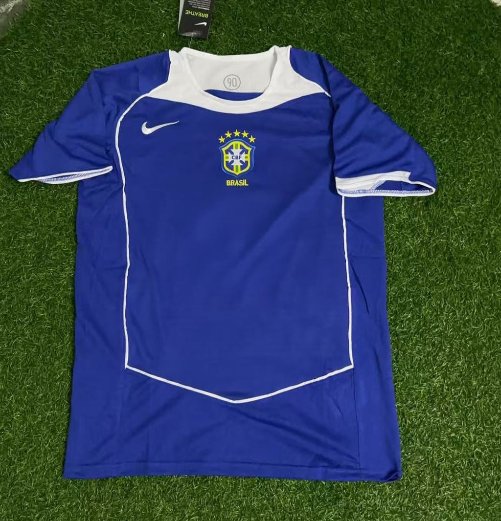 2004 Lucio Brazil Blue Retro Football Jersey Collection – Front View