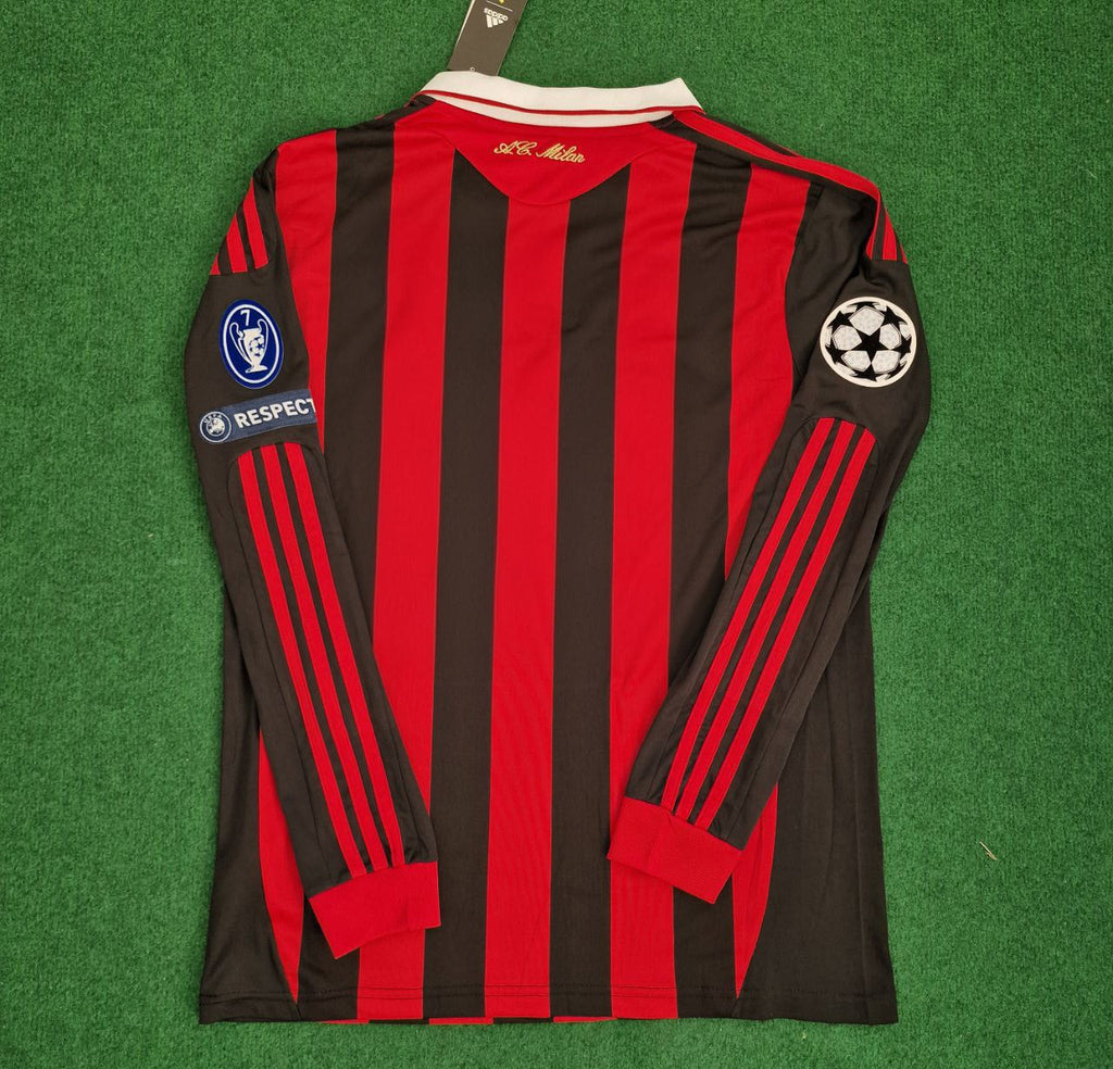 2009 AC Milan 2011 Retro Long Sleeve Football Jersey – Front View