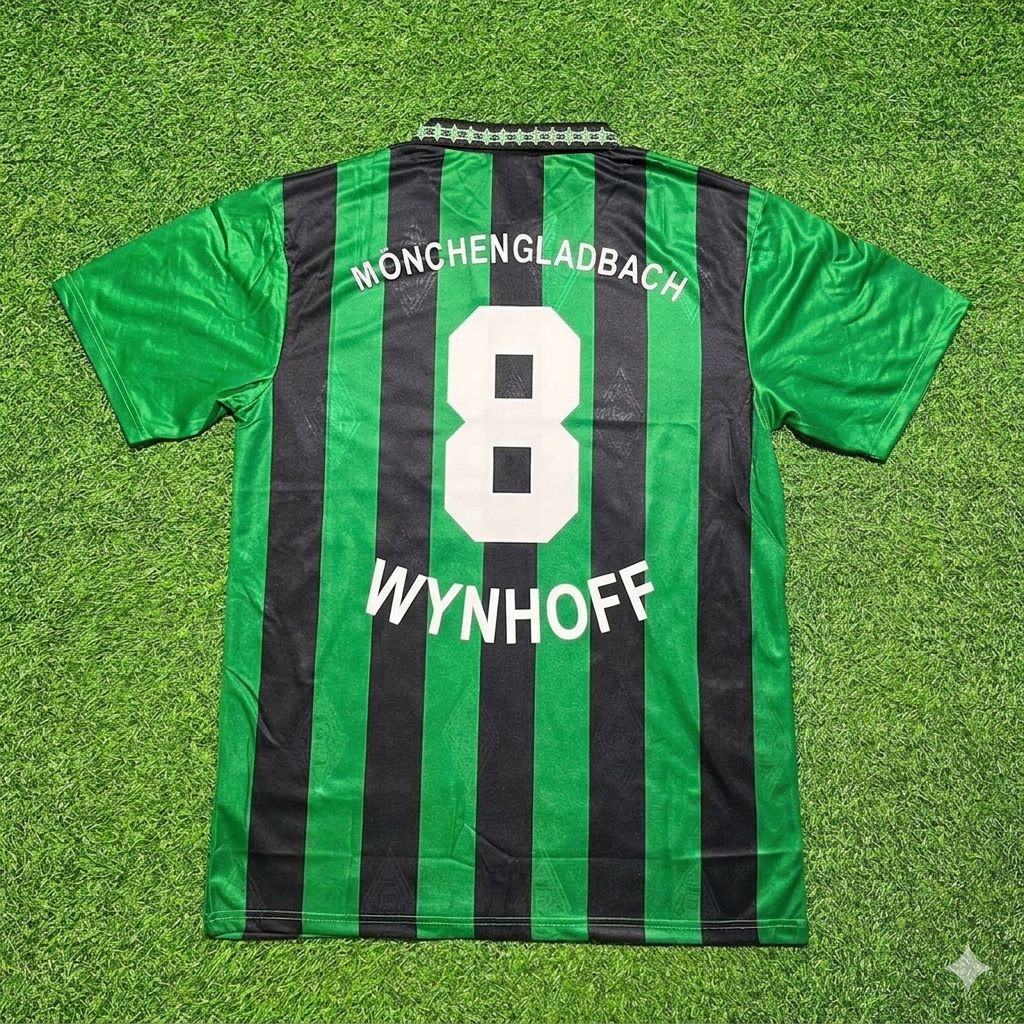 1995 Peter Wynhoff #8 Borussia Mönchengladbach 1996 Retro Football Jersey – Back View