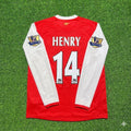 2006 Thierry Henry #14 Arsenal 2007 Home Long Sleeve Retro Football Jersey – Back View