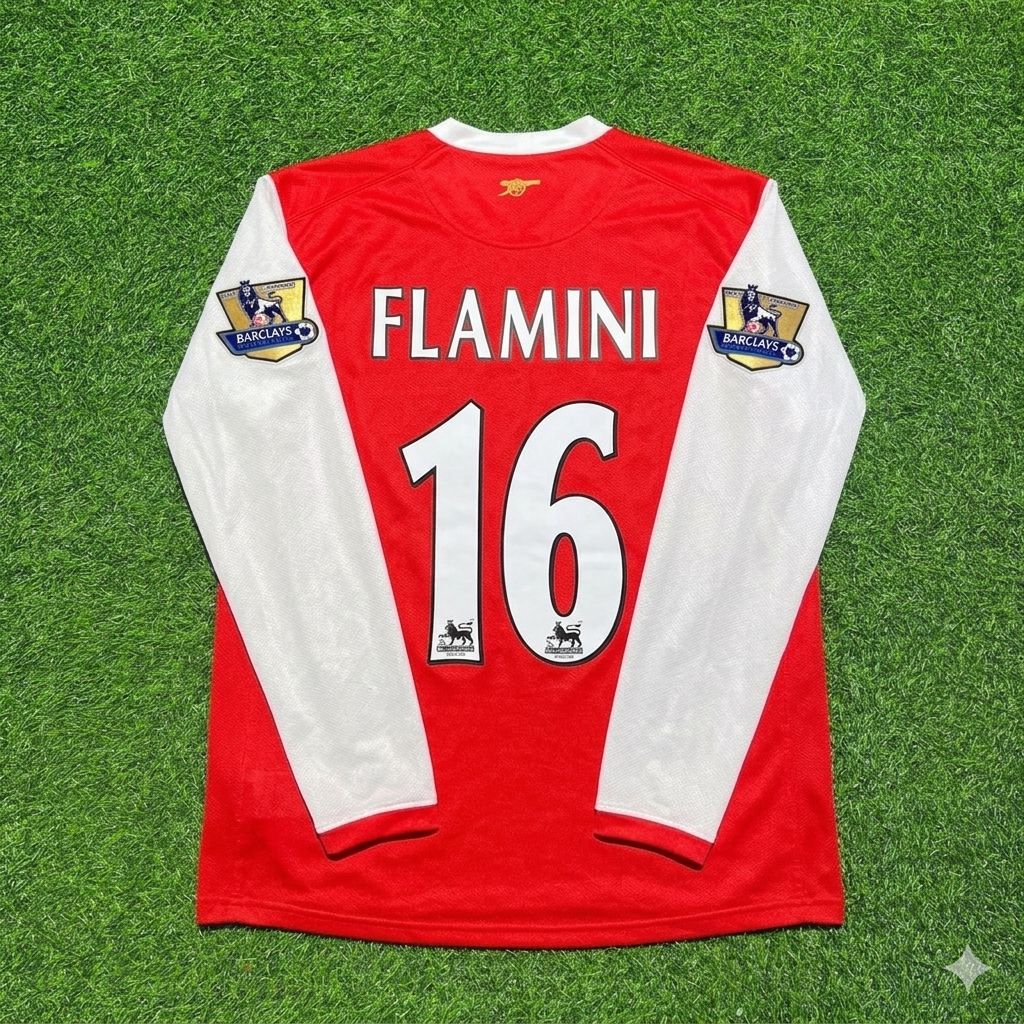 Arsenal 2006 2007 Home Long Sleeve Retro Jersey – Mathieu Flamini #16 – Back View