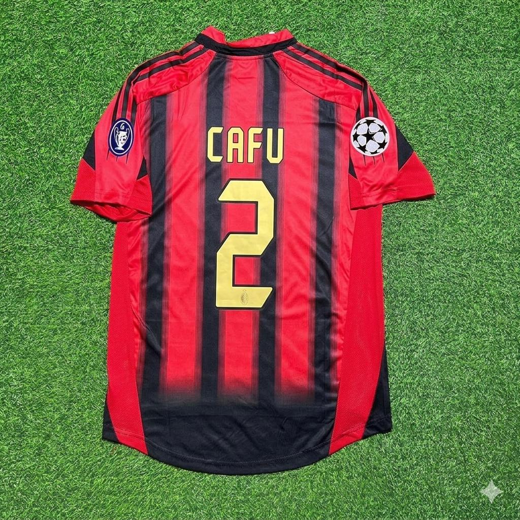 AC Milan 2004 2005 Home Retro Football Jersey – Cafu #2 – Back View