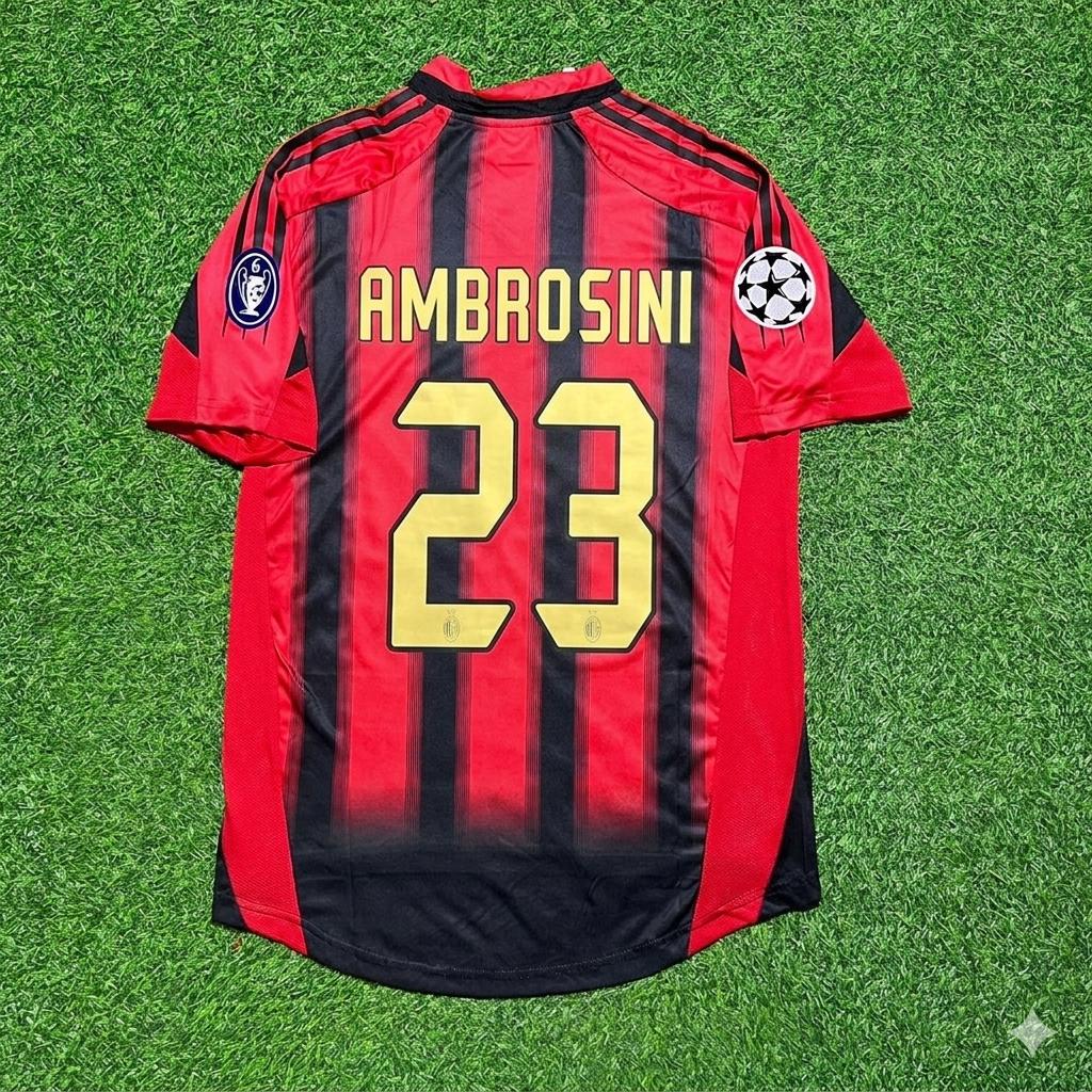 2004 Massimo Ambrosini #23 AC Milan 2005 Home Retro Football Jersey – Back View