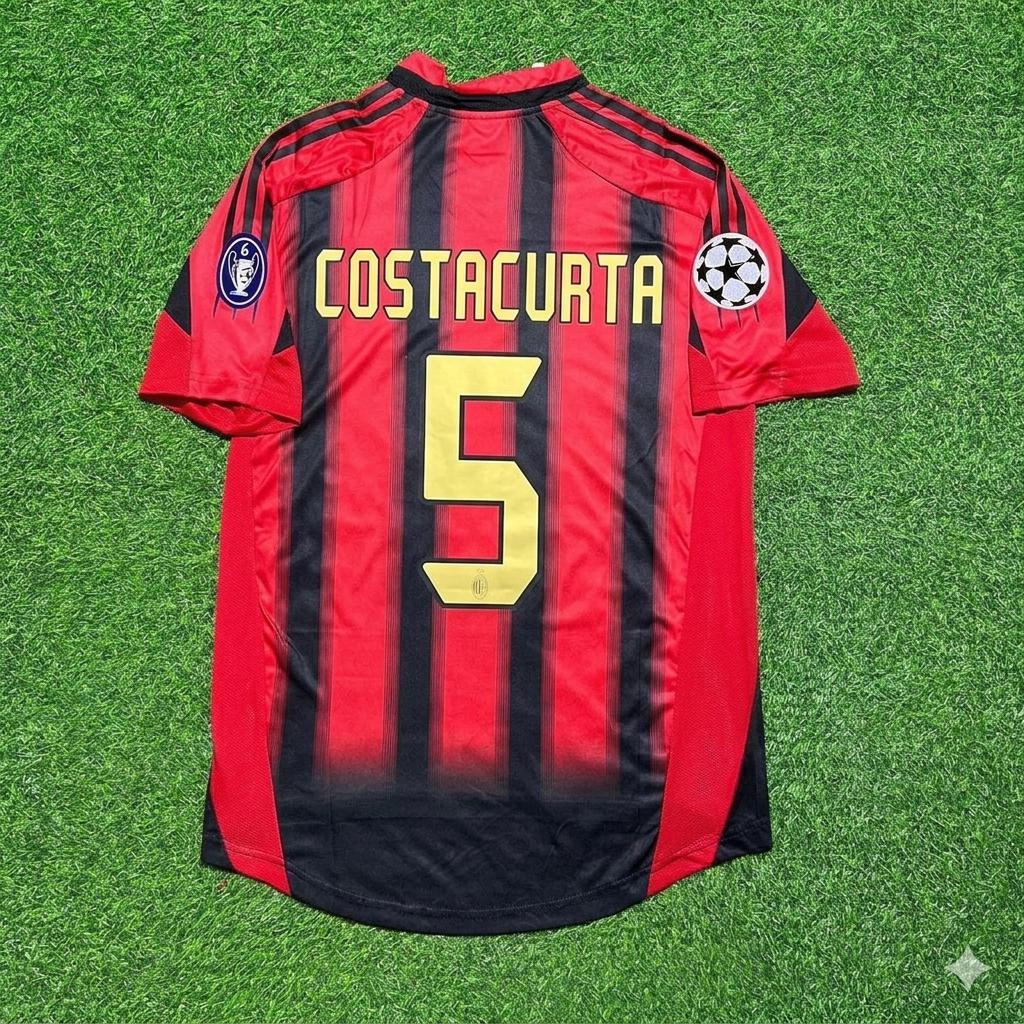 2004 Alessandro Costacurta #5 AC Milan 2005 Home Retro Football Jersey – Back View