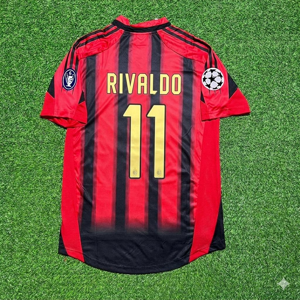 Rivaldo #11 AC Milan Home Retro Football Jersey – Back View