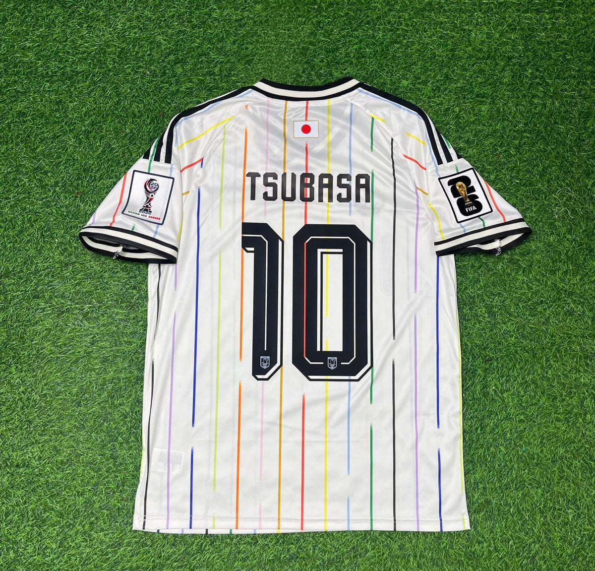 Tsubasa Oozora Japan 2026 World Cup Away White Football Jersey – Back View