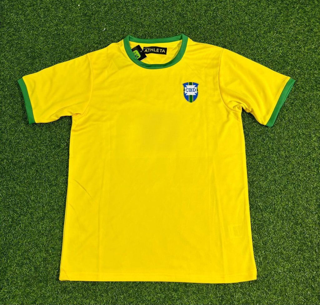 1970 Brazil World Cup Jairzinho Retro Home Football Jersey – Front View