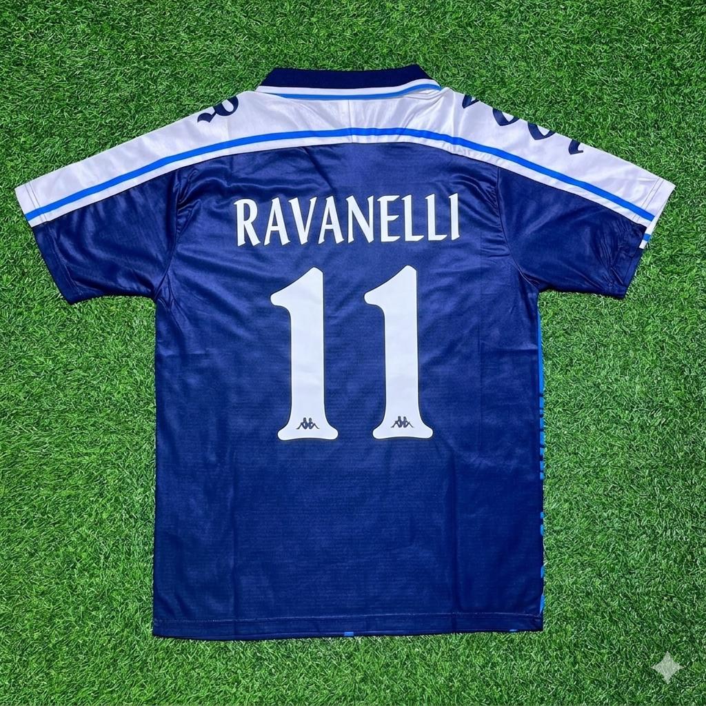 Fabrizio Ravanelli Perugia Retro Blue Football Jersey – Back View