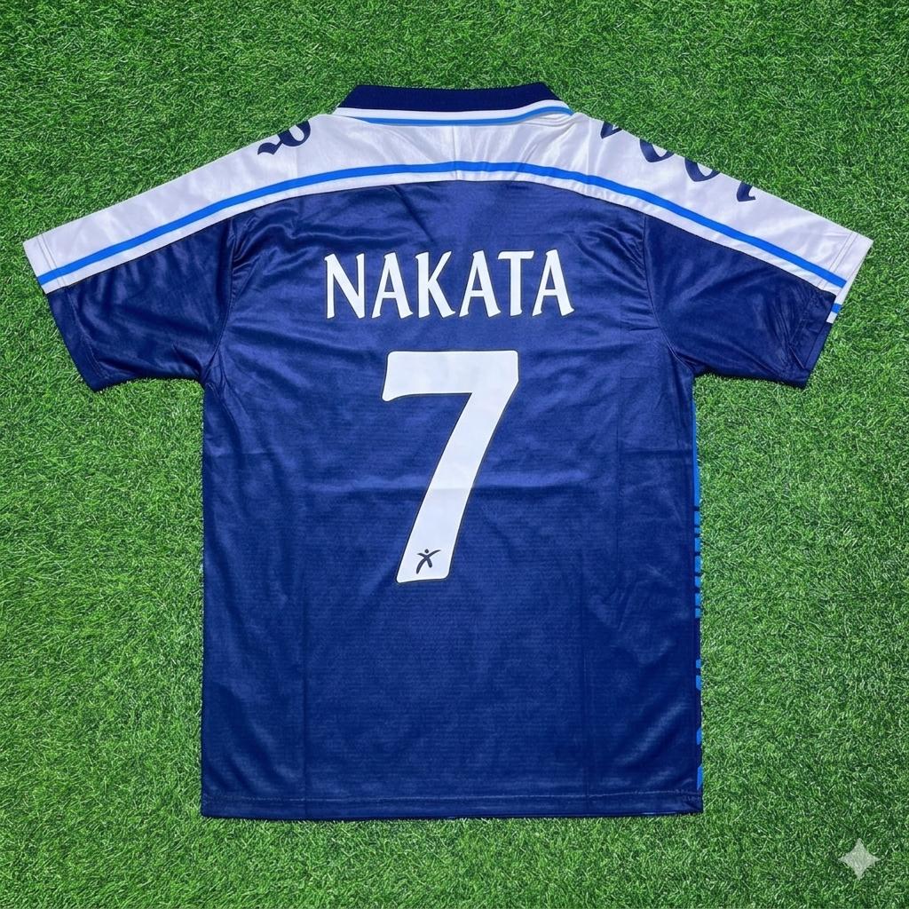 Hidetoshi Nakata Perugia Retro Blue Football Jersey – Back View