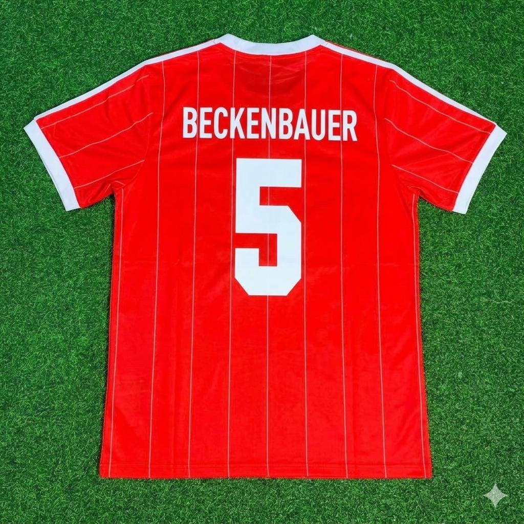 Franz Beckenbauer Hamburger SV Red Retro Fußballtrikot Jersey – Back View