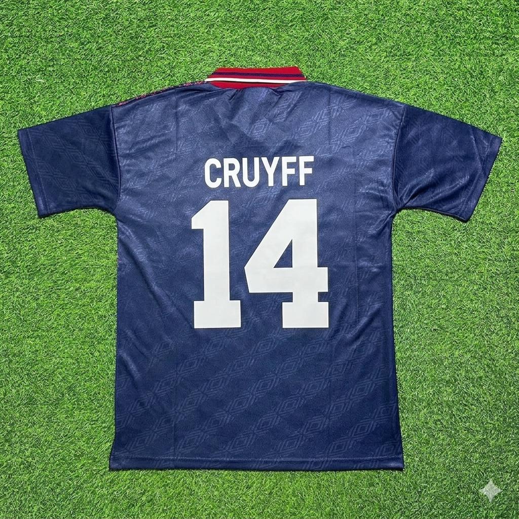 Johan Cruyff #14 Ajax Away Retro Football Jersey – Back View