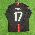 2007/08 Luis Nani Manchester United Champions League Patch Black Retro Football Jersey Collection – Back View