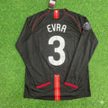 2007/08 Patrice Evra Manchester United Champions League Patch Black Retro Football Jersey Collection – Back View