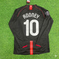 Wayne Rooney Manchester United 2007/2008 Champions League Patch Black Retro Football Jersey – Back View