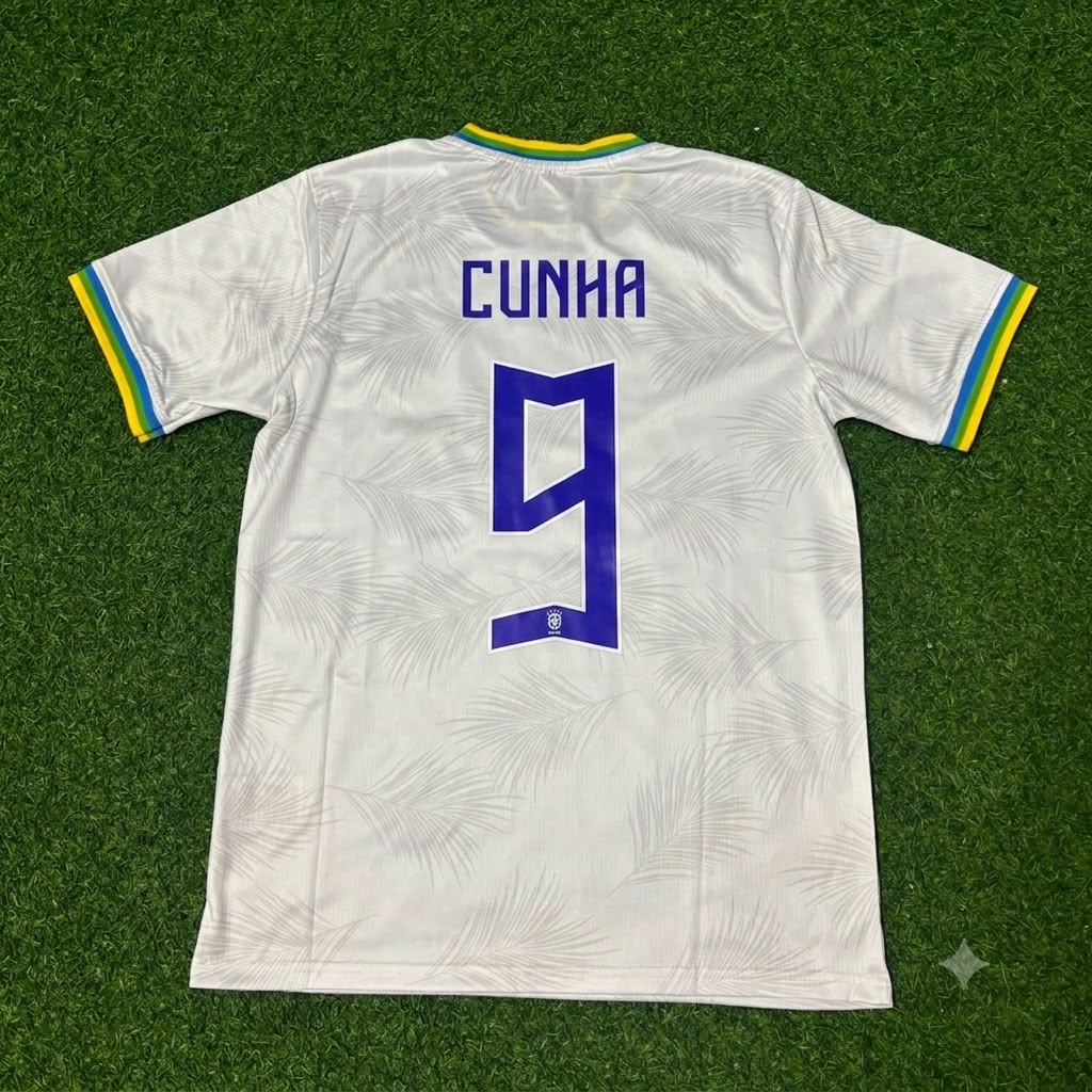 Matheus Cunha Brazil 2026 White Football Jersey – Back View