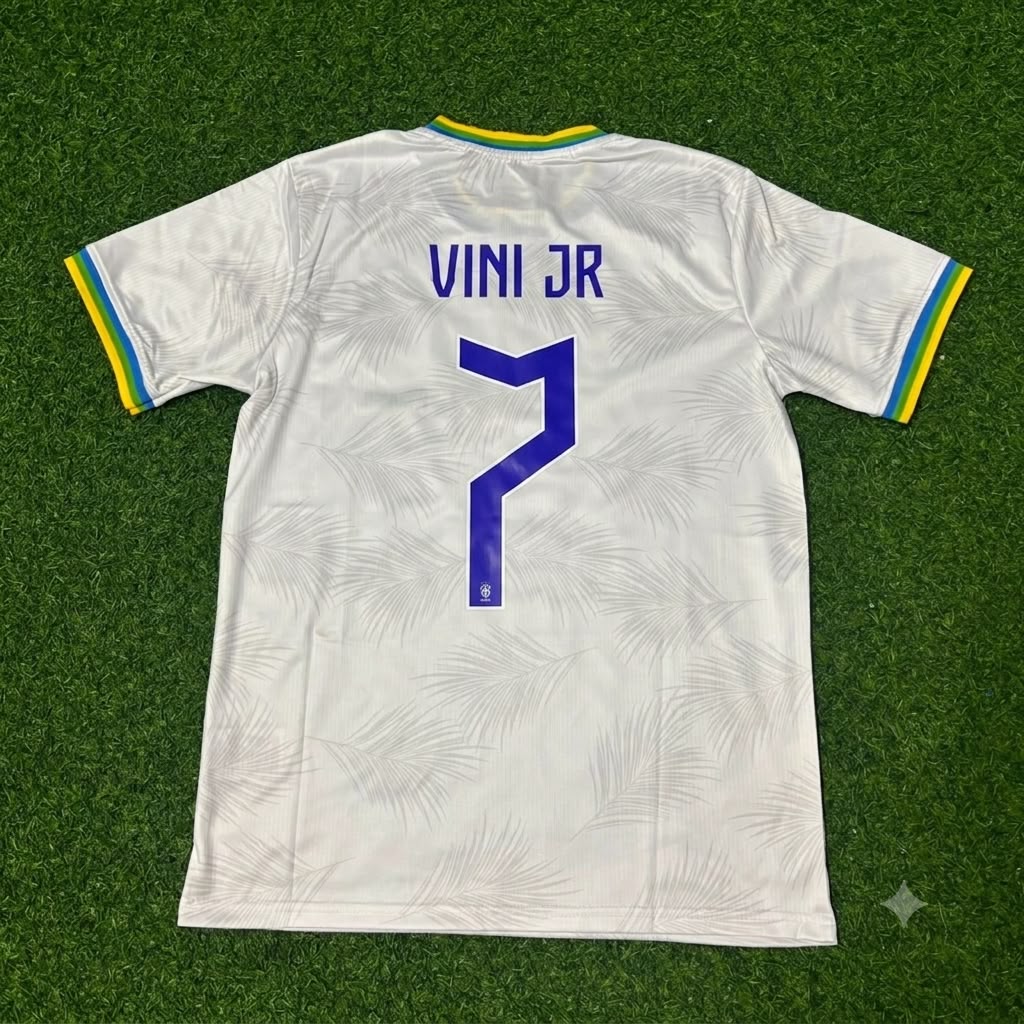 2026 Vinicius Junior Brazil White Football Jersey – Back View