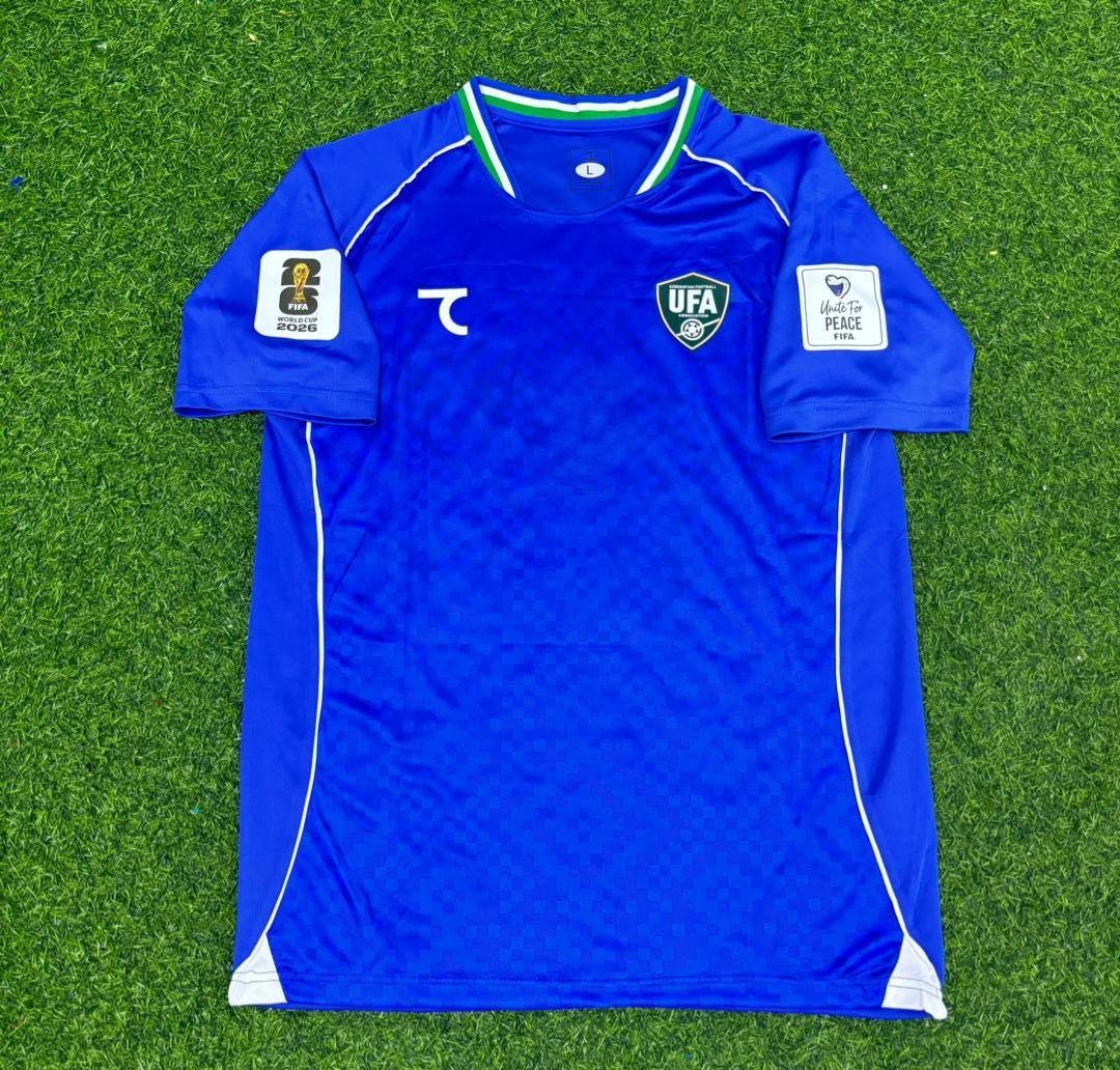 2026 Uzbekistan World Cup Abbosbek Fayzullaev Blue Football Jersey – Front View