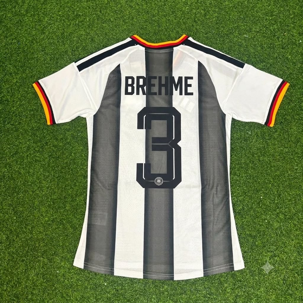 Andreas Brehme Germany Stripe Special Edition Black White Jersey – Back View