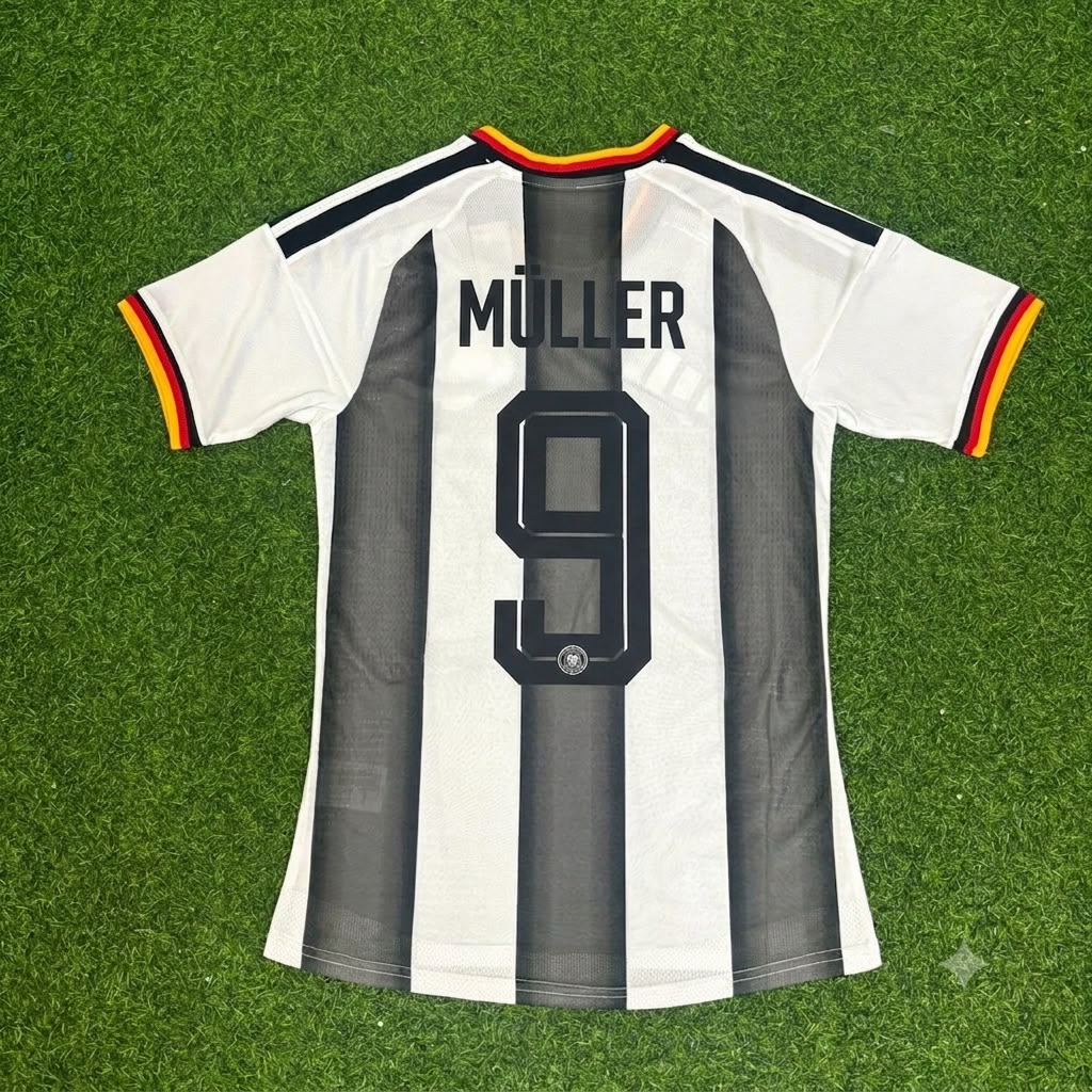 Gerd Müller Germany Stripe Special Edition Black White Jersey – Back View