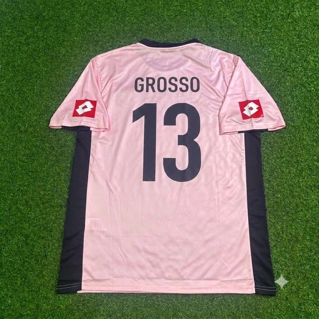 Fabio Grosso Palermo FC Pink Retro Football Jersey – Back View