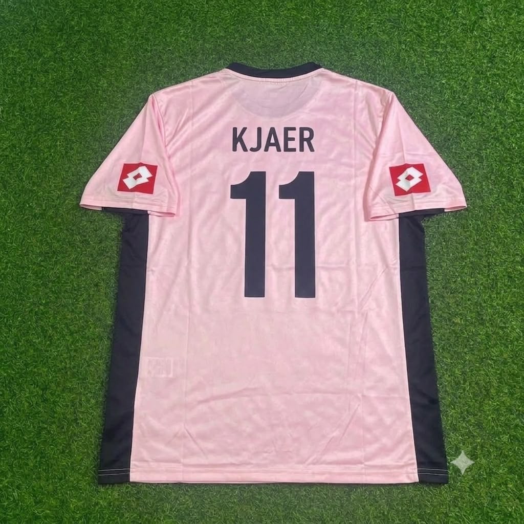 Simon Kjaer Palermo FC Pink Retro Football Jersey – Back View