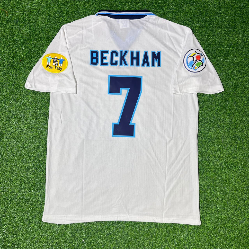 David Beckham 1996 White Retro Short Sleeve Jersey – Back View