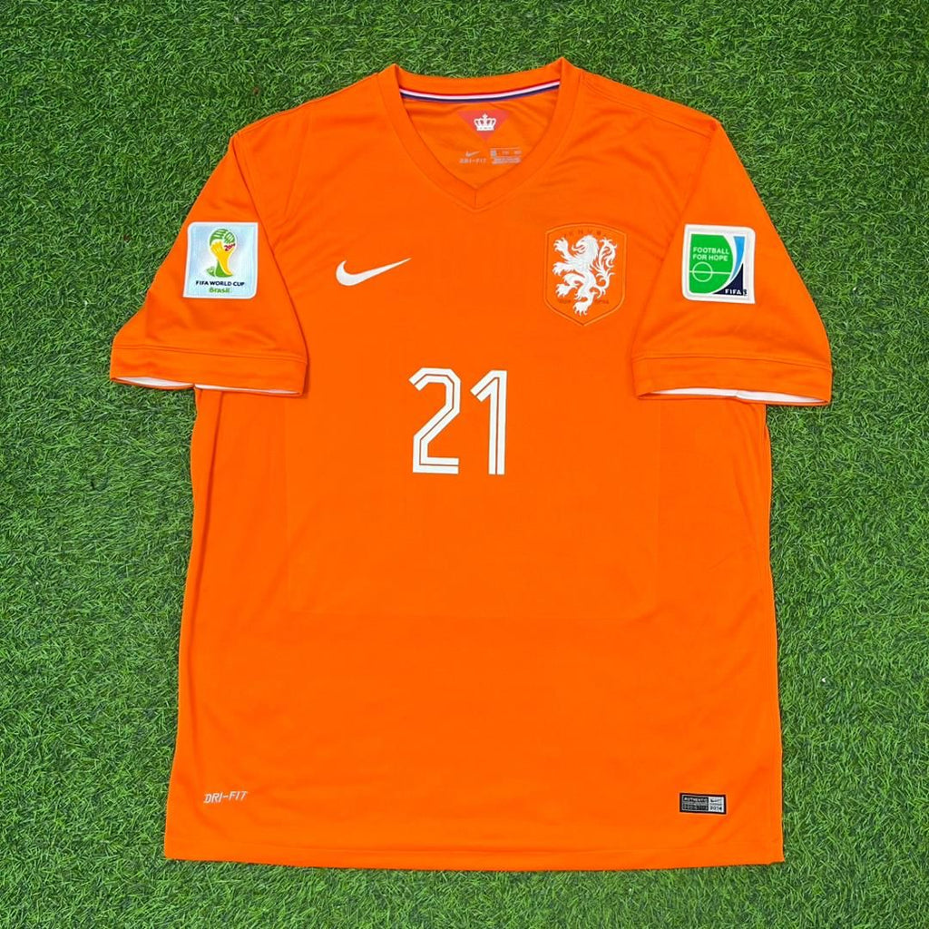Memphıs Depay 2014 Home Retro Football Kit – Front View