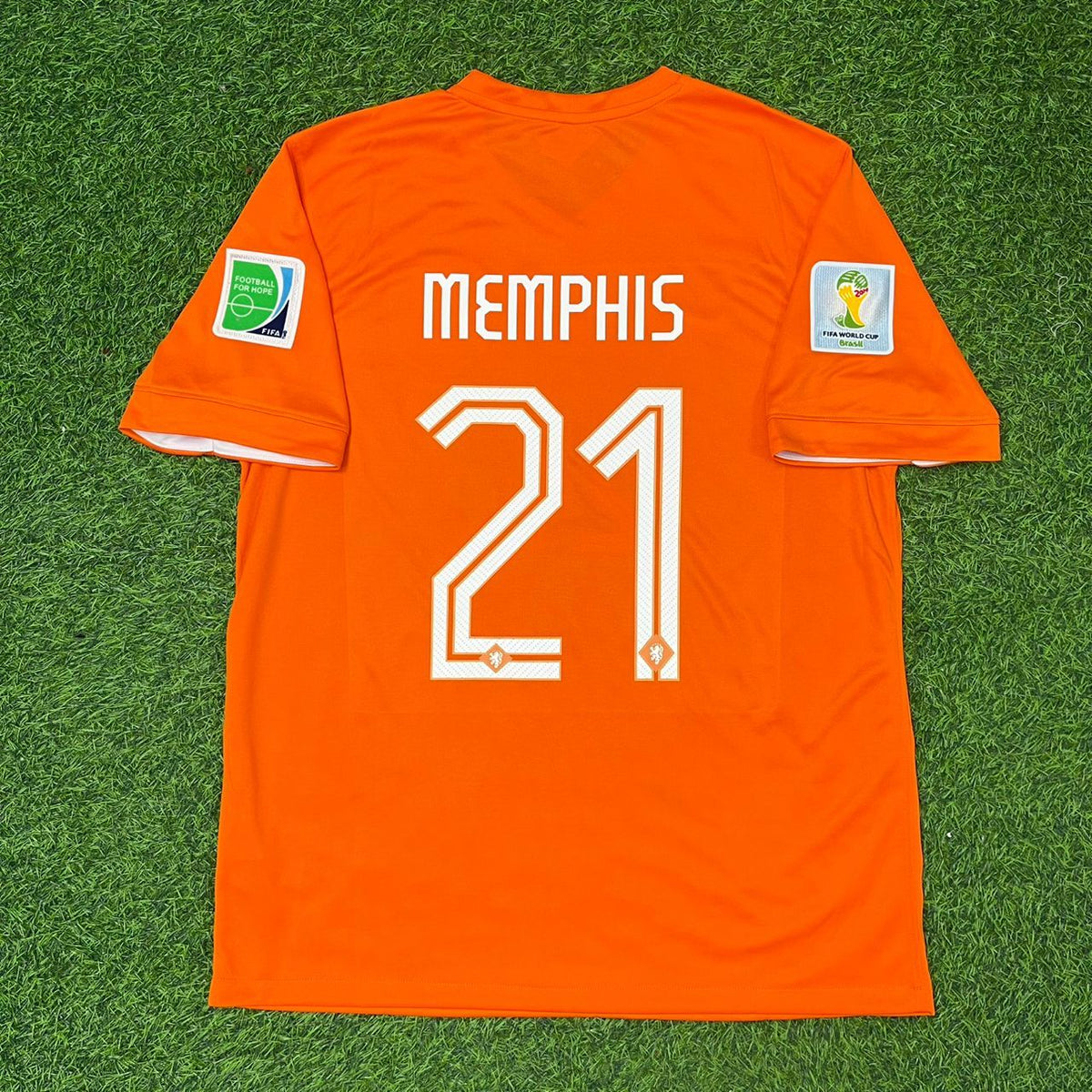 Memphıs Depay 2014 Home Retro Football Kit – Back View