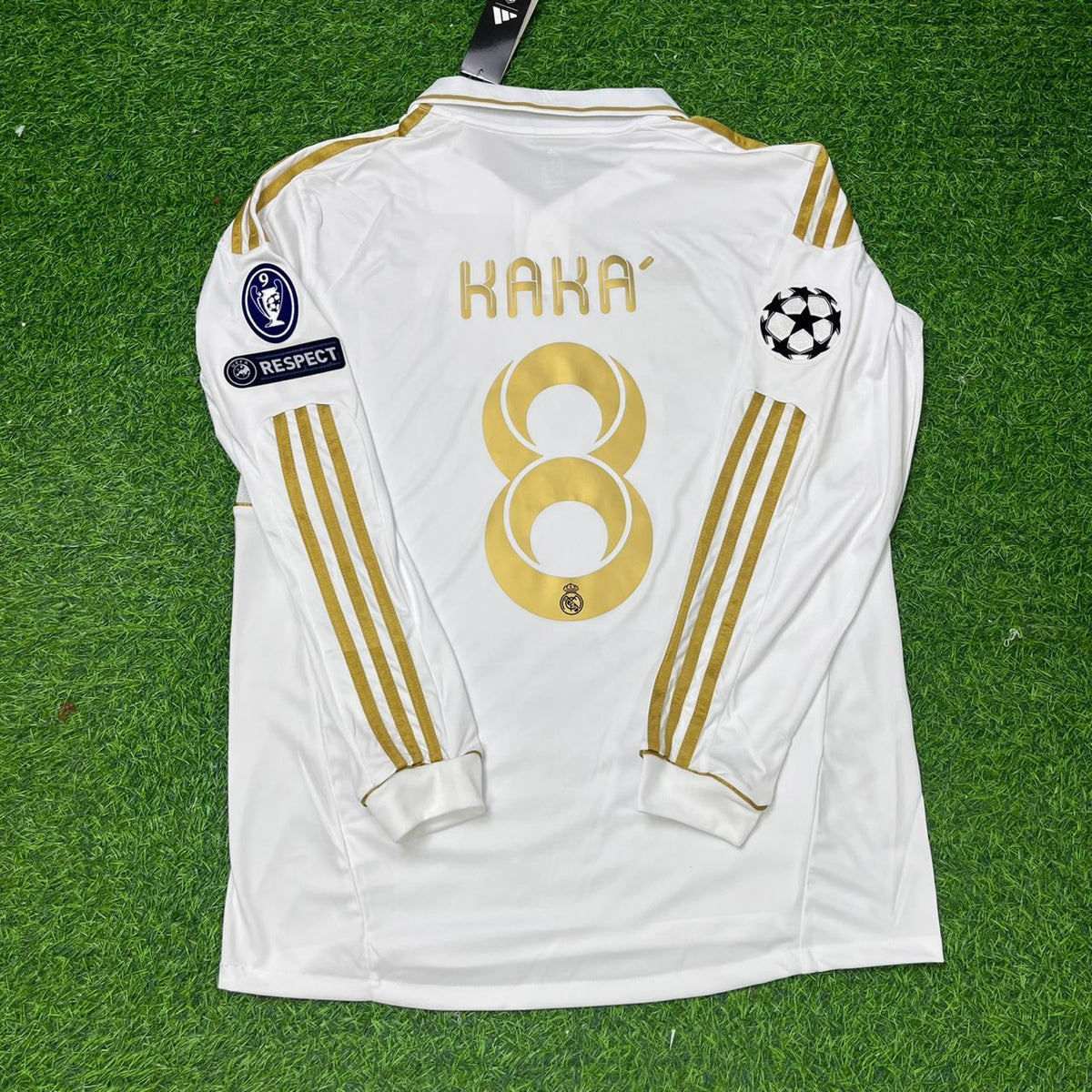 Kaka Leite Retro Home Retro Long Sleeve Football Kit – Back View