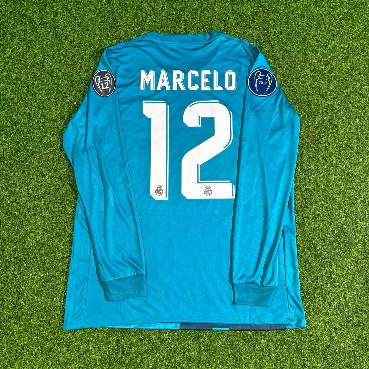 Marcelo 2017-18 Champions League Blue Long Sleeve Jersey – Back View