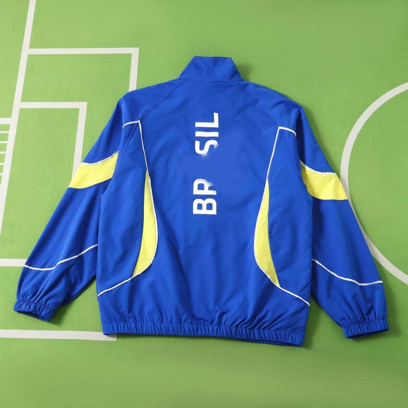 2026 Brazil World Cup Blue Yellow Windbreaker Jacket – Front View
