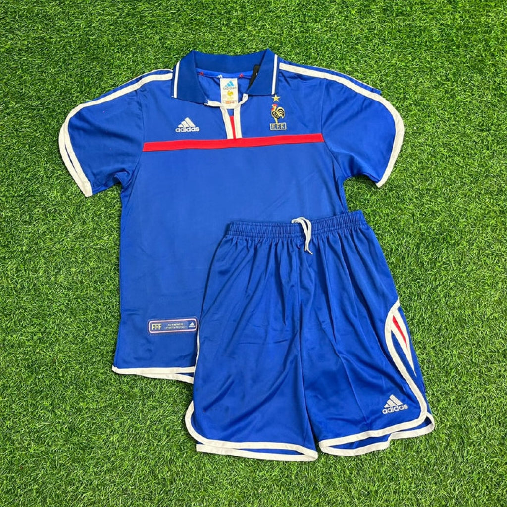 2000 France EURO Bixente Lizarazu 3- 2002 Retro Kids Football Jersey – Front View