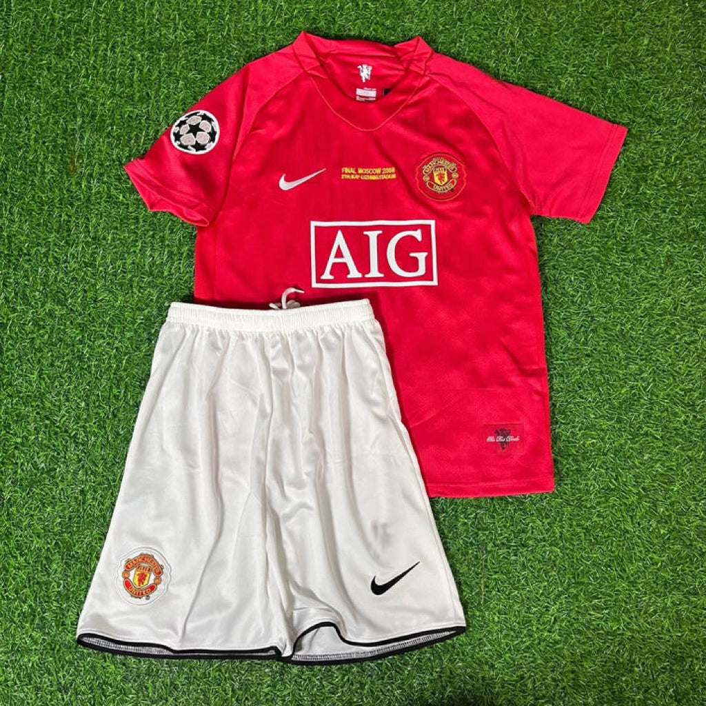 2008 Nemanja Vidić #15 Manchester United Final Kids Children Home Football Jersey – Front View