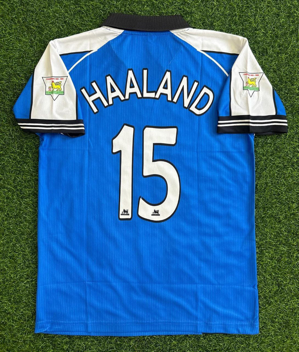 Haaland Manchester City Blue Retro Jersey – Detailed View