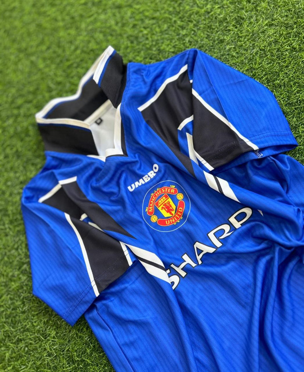 1996/97 David Beckham Manchester United Blue Retro Football Jersey Edition 2 – 4