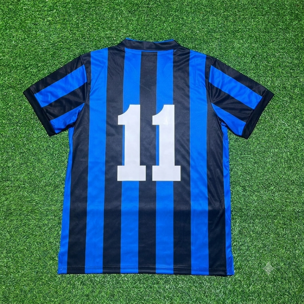 Karl-Heinz Rummenigge Inter Commemorative Retro Home Football Jersey – Back View