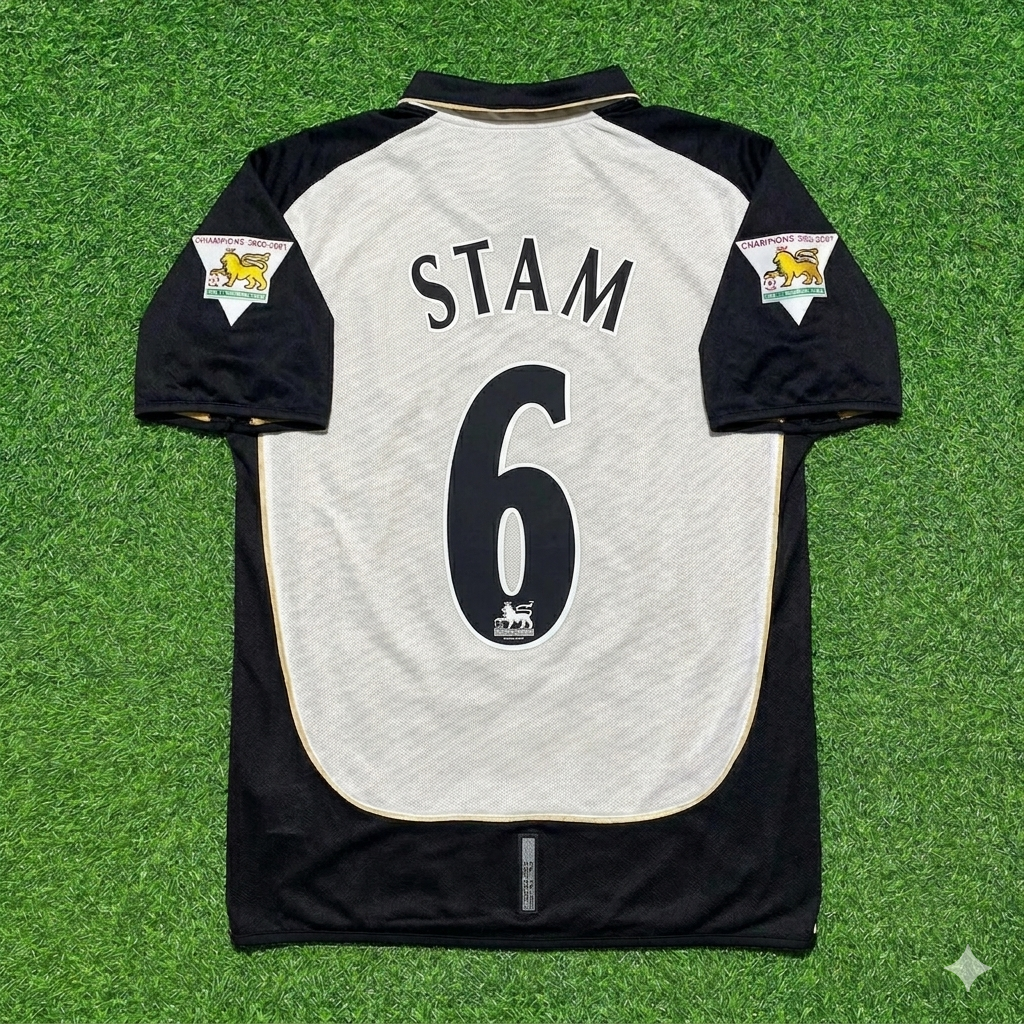2001/02 Jaap Stam #6 Manchester United Reversible Retro Football Jersey – Back View