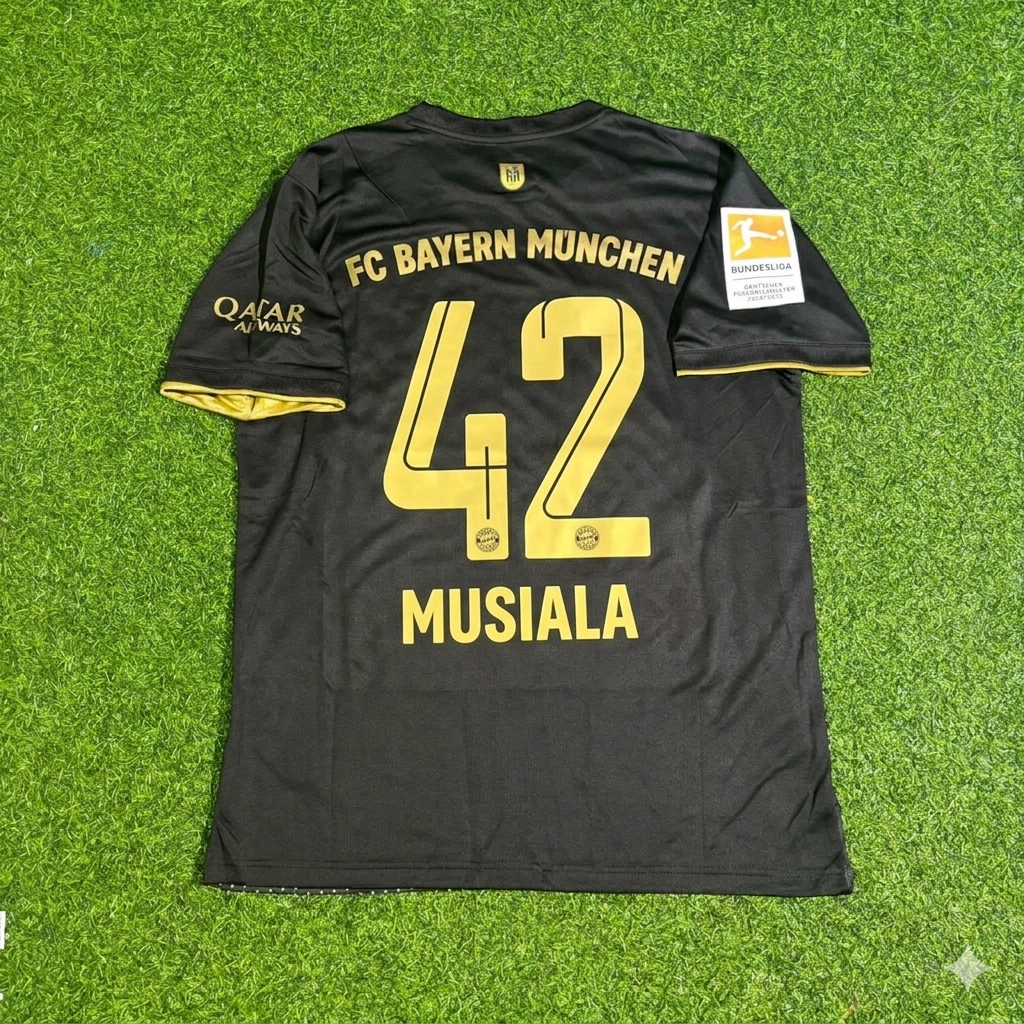 Jamal Musiala Bayern Munich 2021-2022 Away Football Jersey – Back View