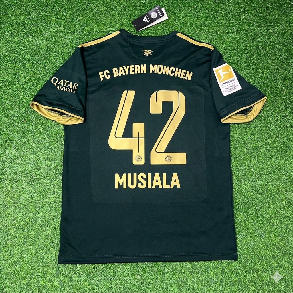 Jamal Musiala Bayern Munich 2021-2022 Oktoberfest Green Special Edition Football Jersey – Back View