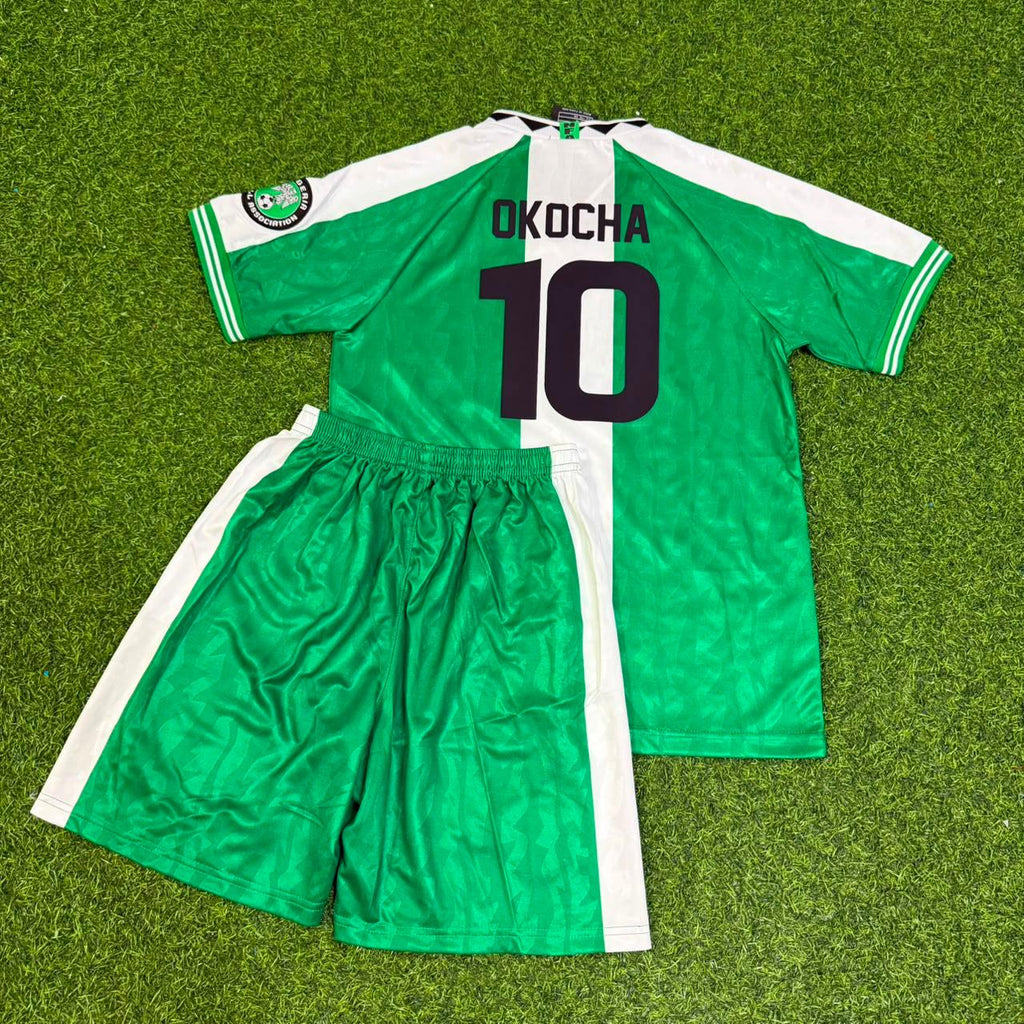 Jay-Jay Okocha 10 - Nigeria 1994 1996 Kids Retro Kit Jersey – Back View
