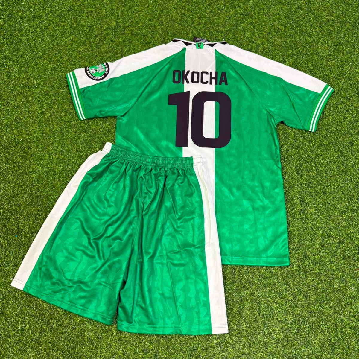 Jay-Jay Okocha 10 - Nigeria 1994 1996 Kids Retro Kit Jersey – Back View