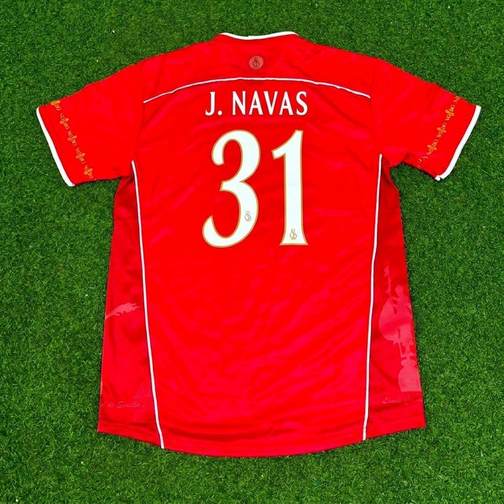 Jesus Navas Sevilla 2003/2004 Red Home Retro Football Jersey – Back View