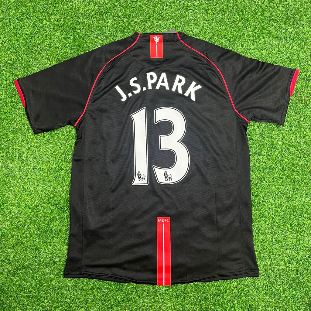 Ji-Sung Park Manchester United 2007-2008 Black Retro Jersey – Back View