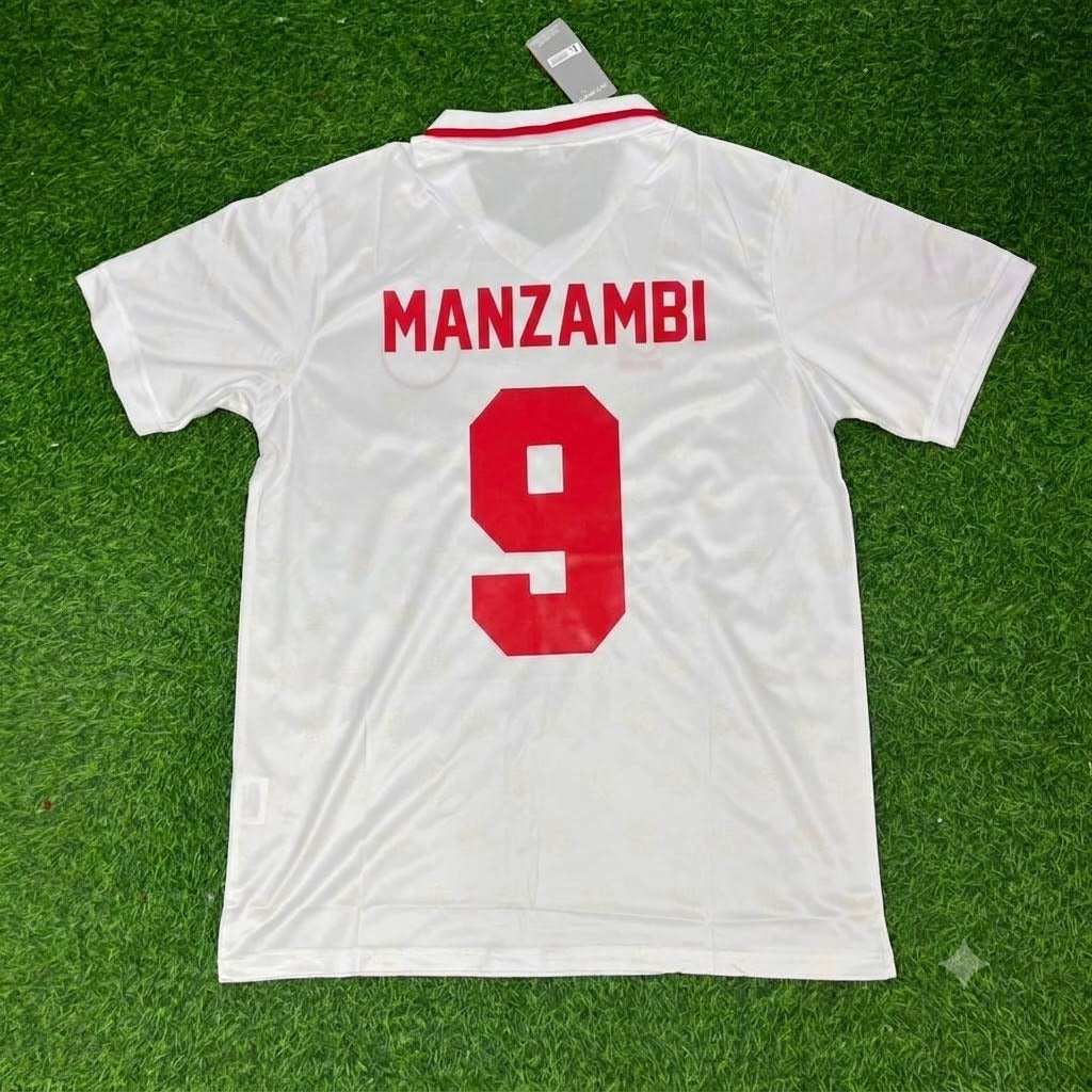 Johan Manzambi Switzerland White Retro Football Jersey – Back View