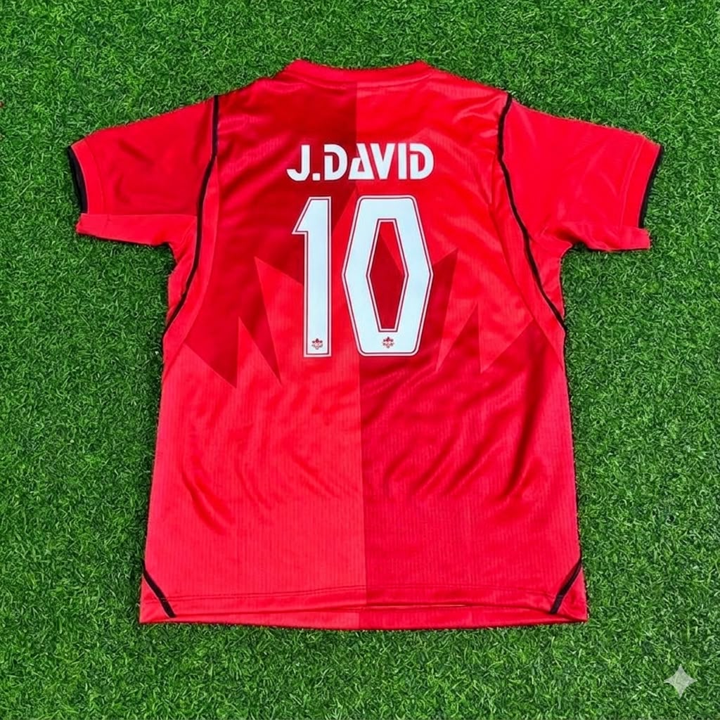 Jonathan David Canada 2026 World Cup Home Red Football Jersey – Back View