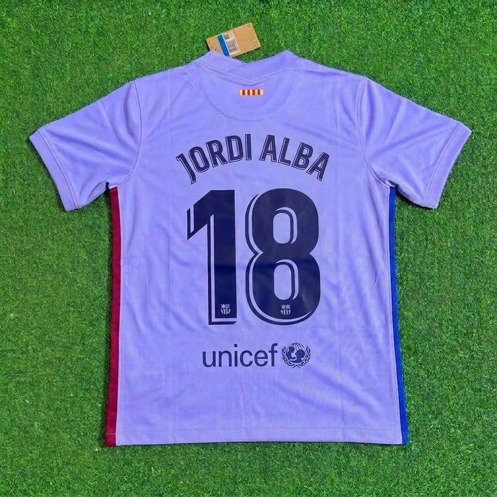 Jordi Alba #18 Barcelona 2021-22 Season Retro Jersey – Back View